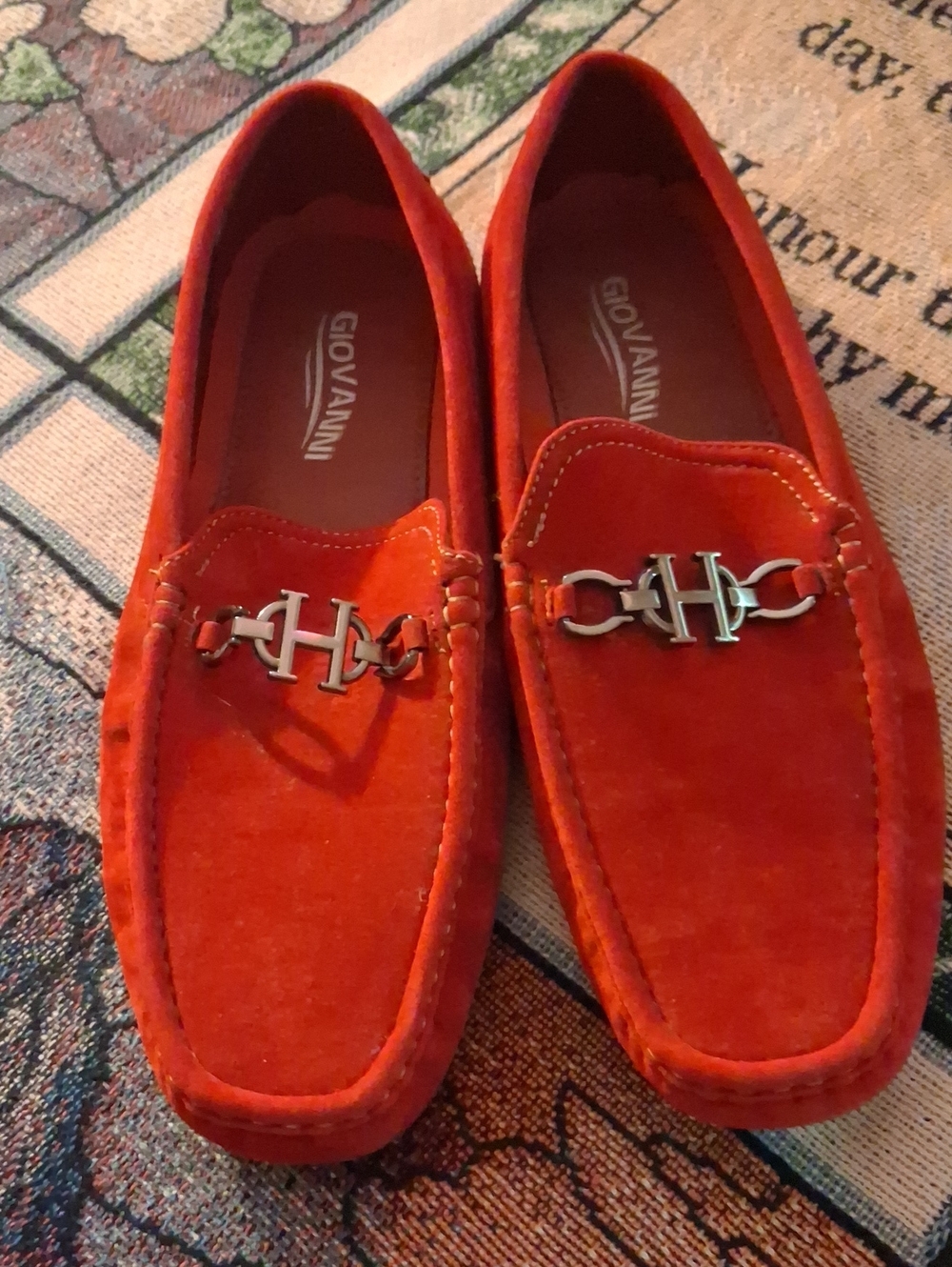 VANNI Red Suede Men’s Bit-Detail Loafers